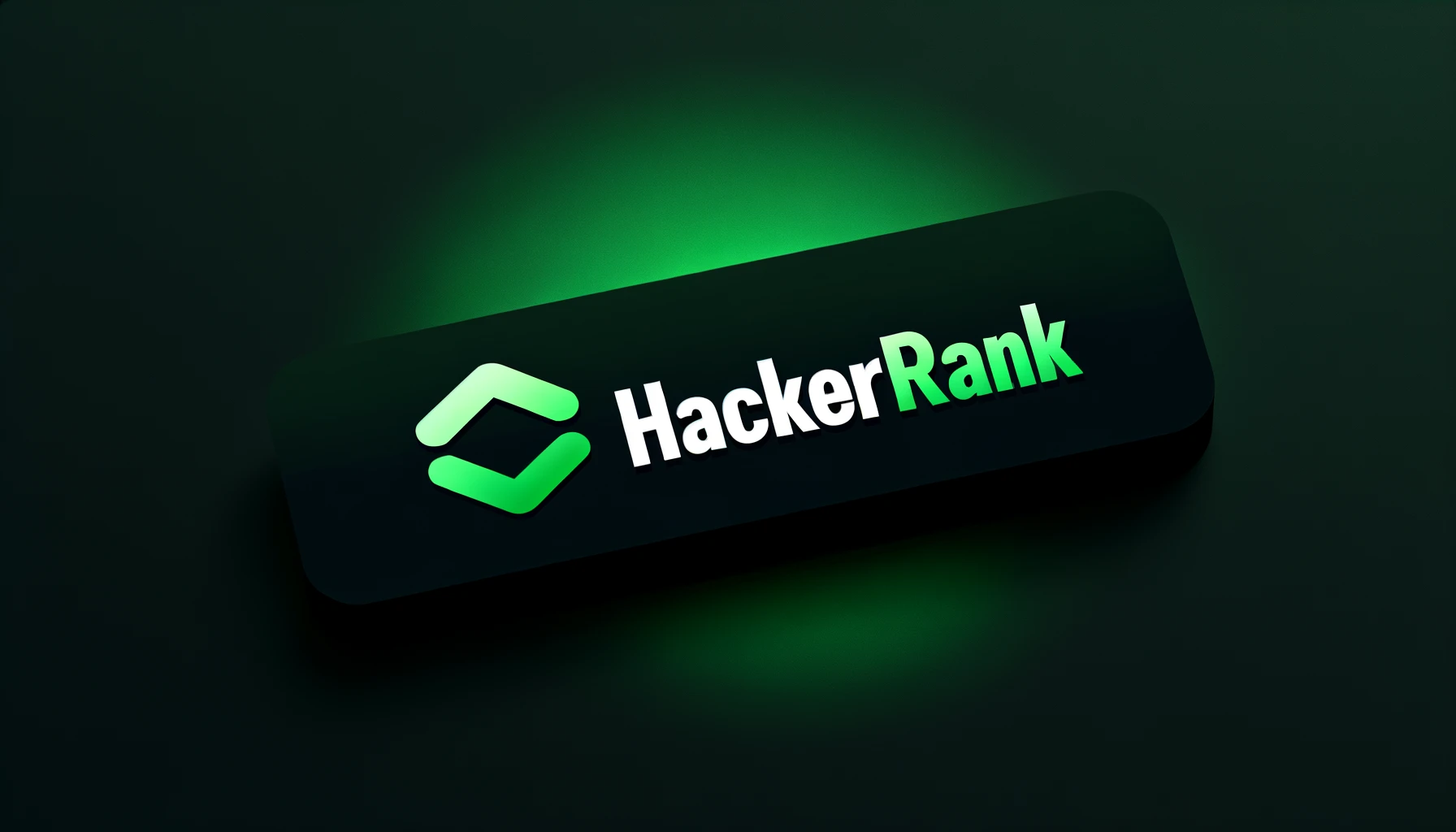 words HackerRank with a dark background, featuring a stylized coding symbol in green and white on the left, and the text 'HackerRank' in a clean, rounded font on the right.