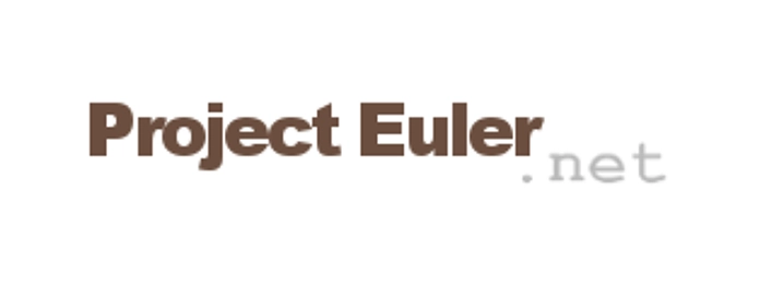 The image shows the logo for 'Project Euler.net'. The name 'Project Euler' is in a large, serif font, predominantly in a brown color, which conveys a classic and academic feel, appropriate for a project named after the mathematician Leonhard Euler. Below 'Project Euler', there is '.net' in a much smaller, sans-serif font, indicating the website's domain. The text is against a light background which enhances the visibility of the brown color palette used for the text.